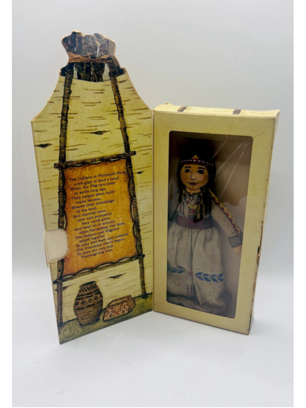 Vintage Hallmark Indian Maiden Holiday Doll Original Box Plymouth Thanksgiving